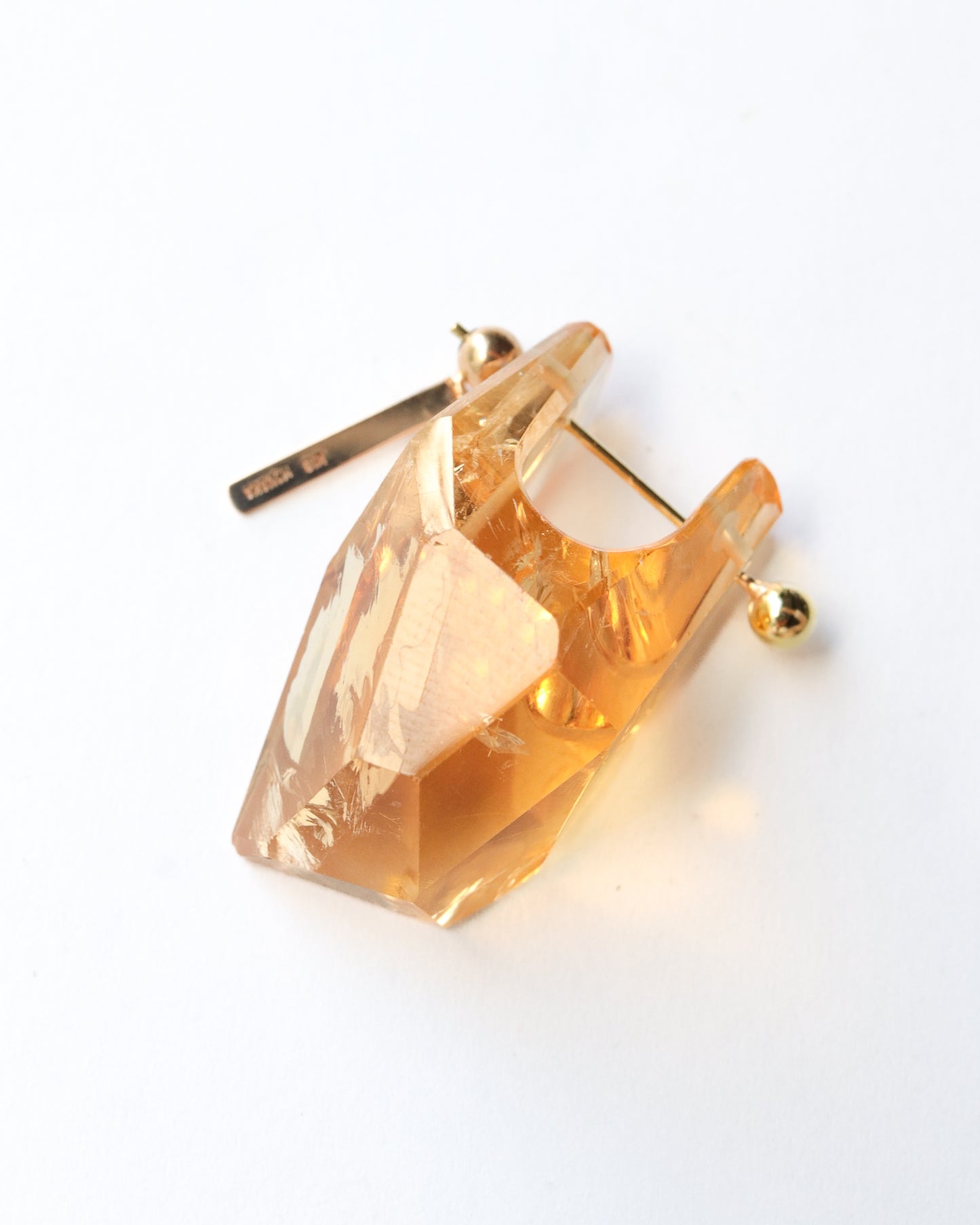 Rock Pierced Earring - Citrine -