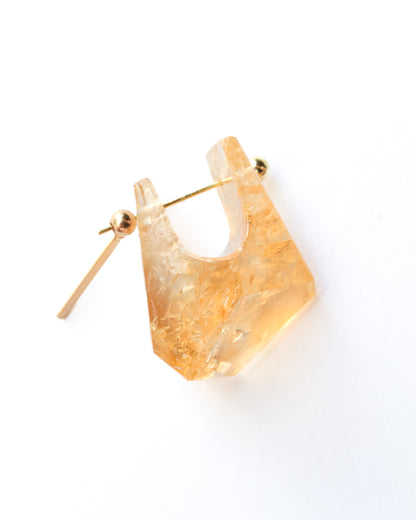 Rock Pierced Earring - Citrine -