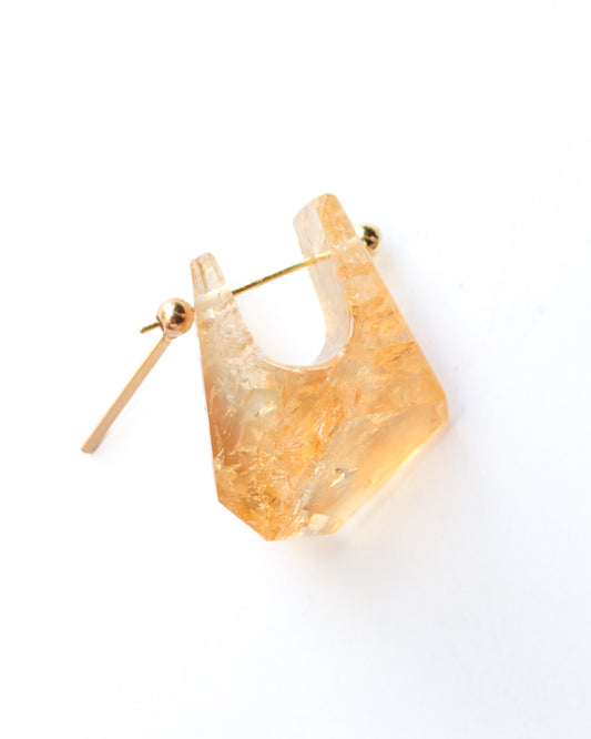 Rock Pierced Earring - Citrine -