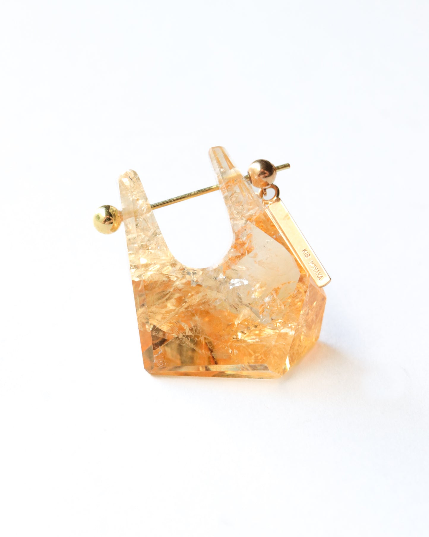 Rock Pierced Earring - Citrine -