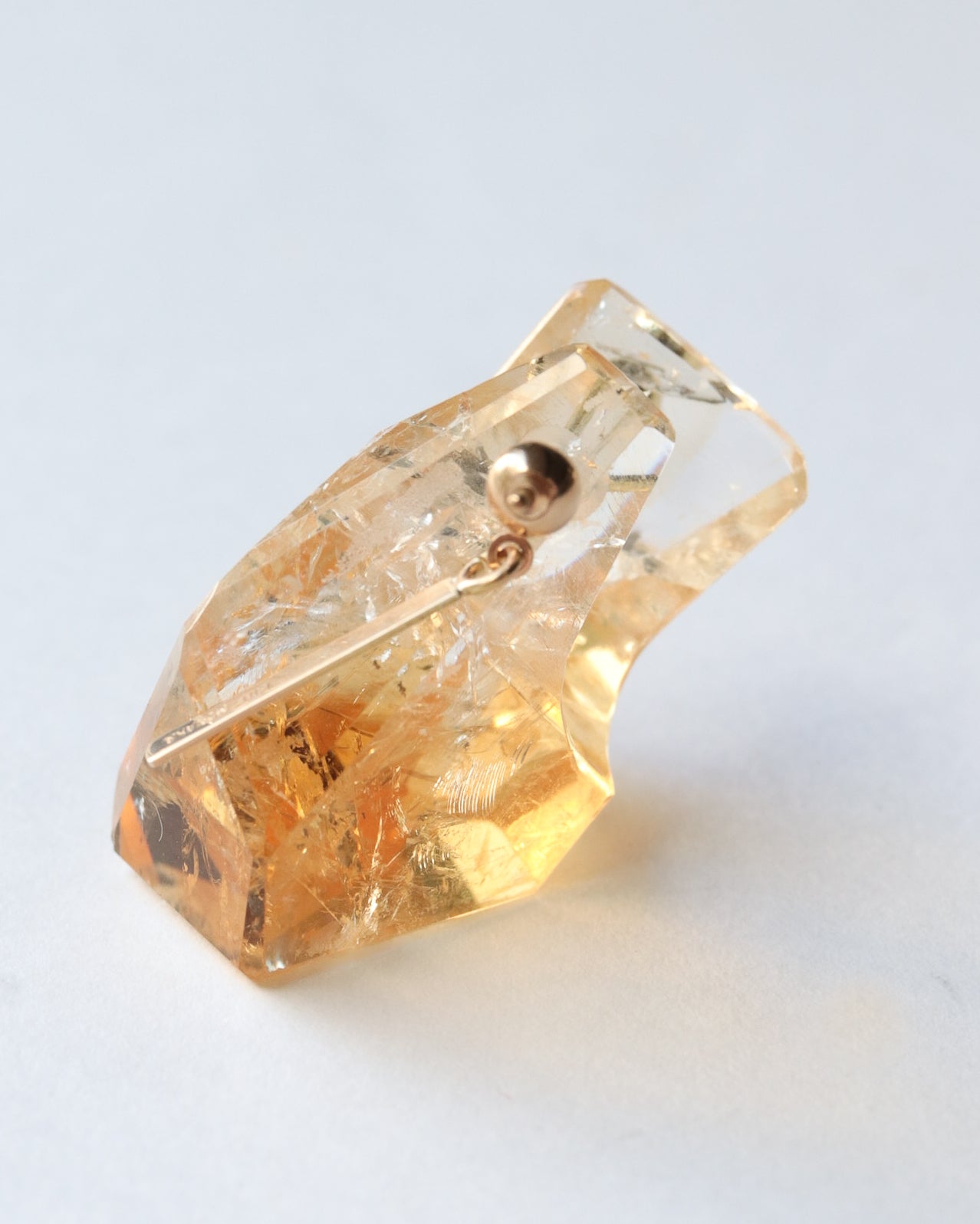 Rock Pierced Earring - Citrine -