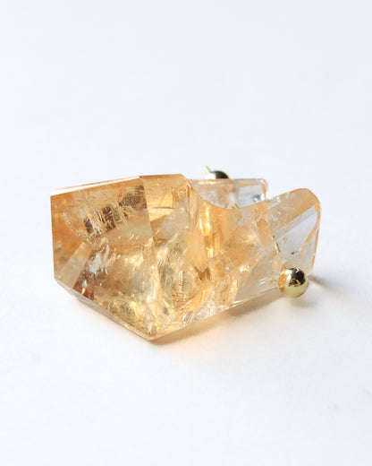 Rock Pierced Earring - Citrine -