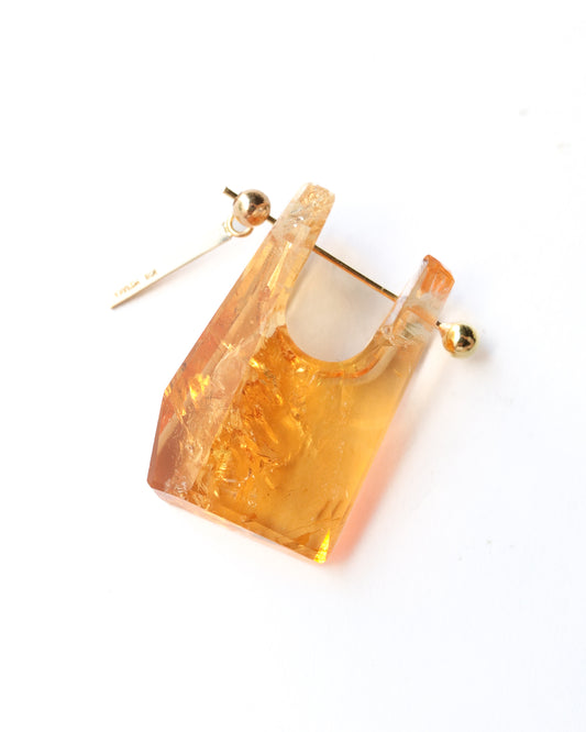 Rock Pierced Earring - Citrine -