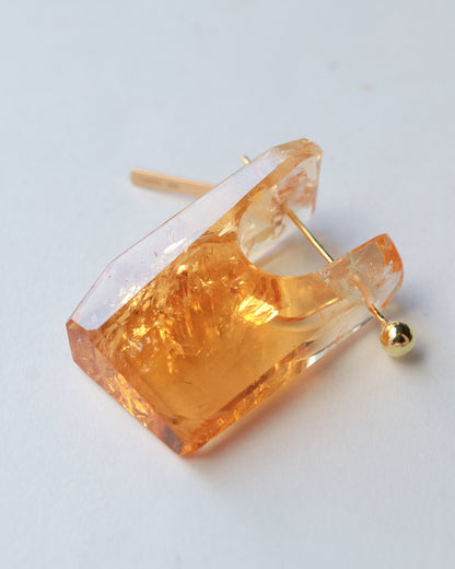 Rock Pierced Earring - Citrine -