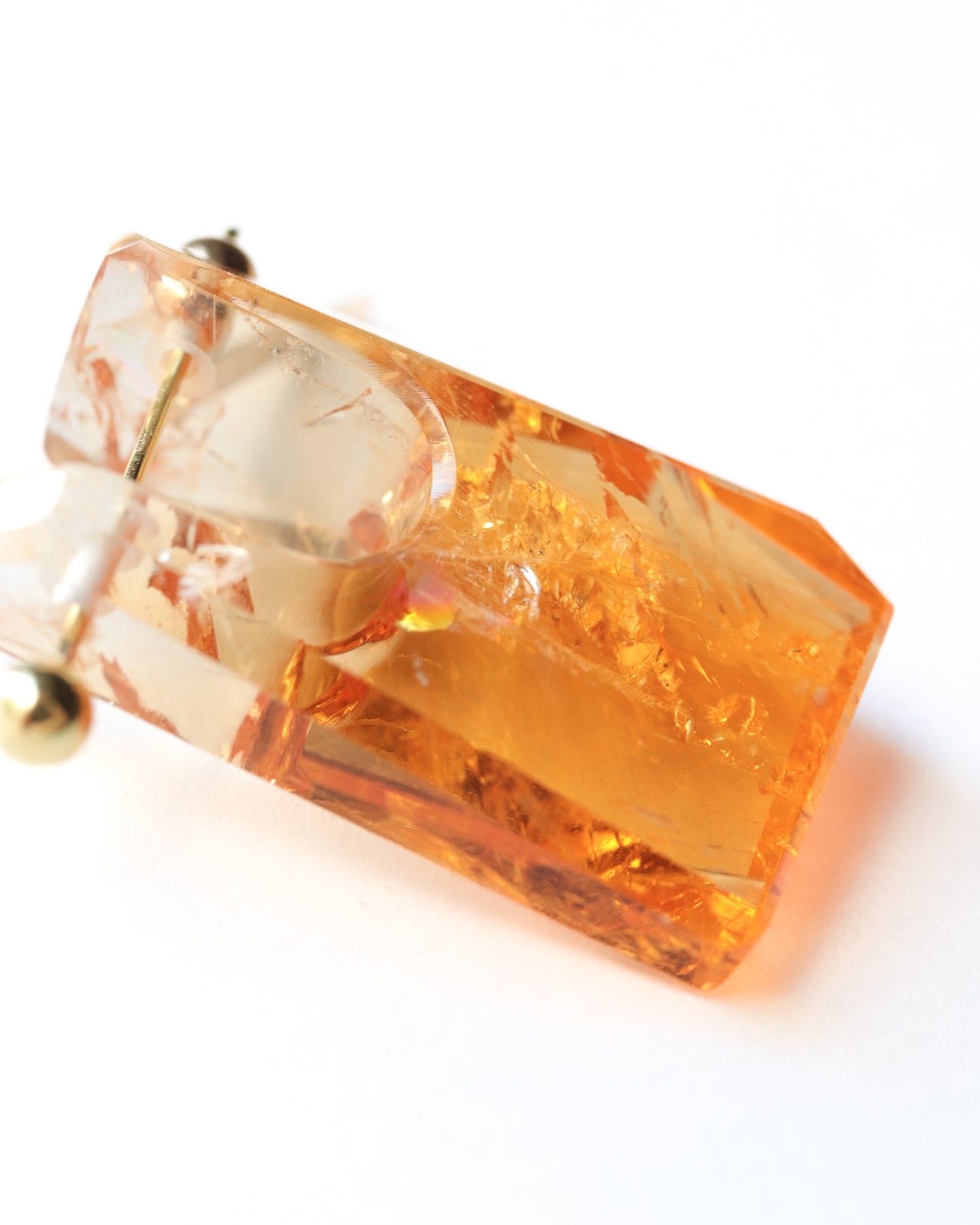 Rock Pierced Earring - Citrine -