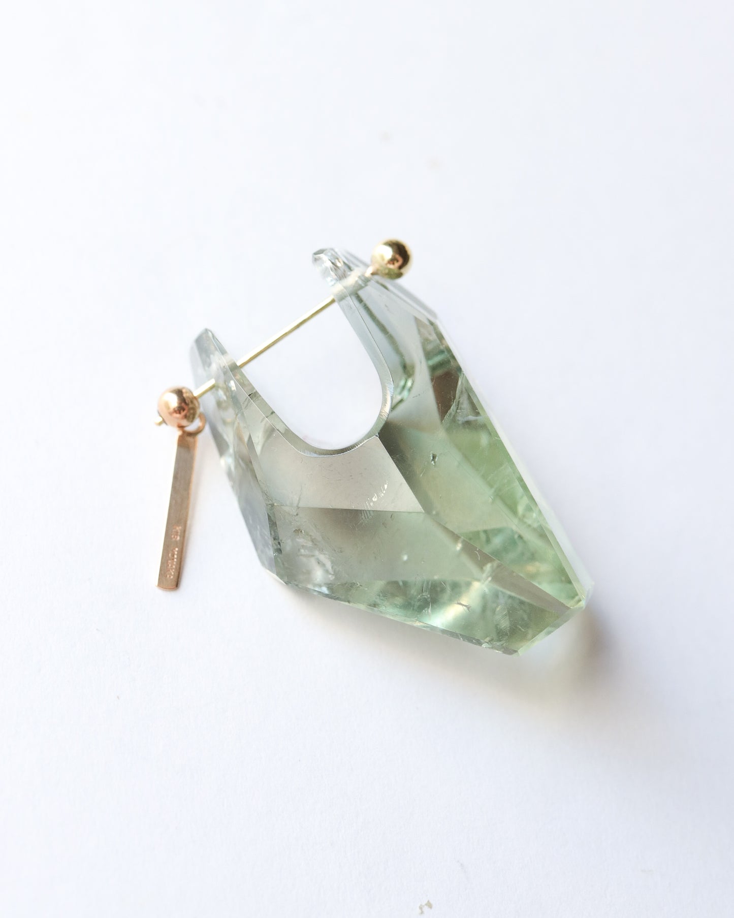 Rock Pierced Earring - Green Amethyst -