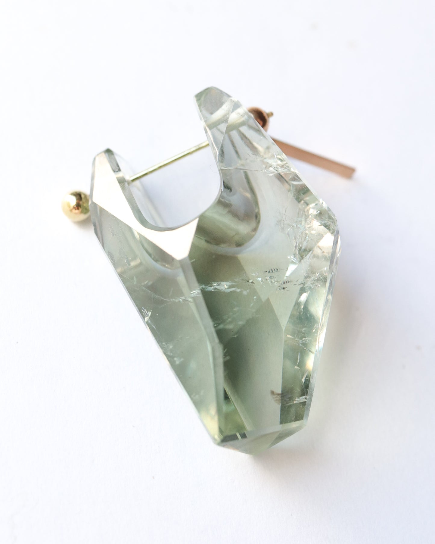 Rock Pierced Earring - Green Amethyst -