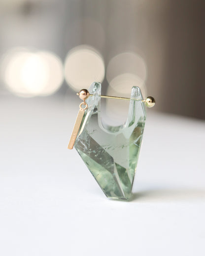 Rock Pierced Earring - Green Amethyst -