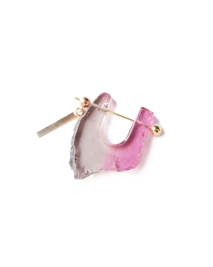 Rock Pierced Earring - Tourmaline -