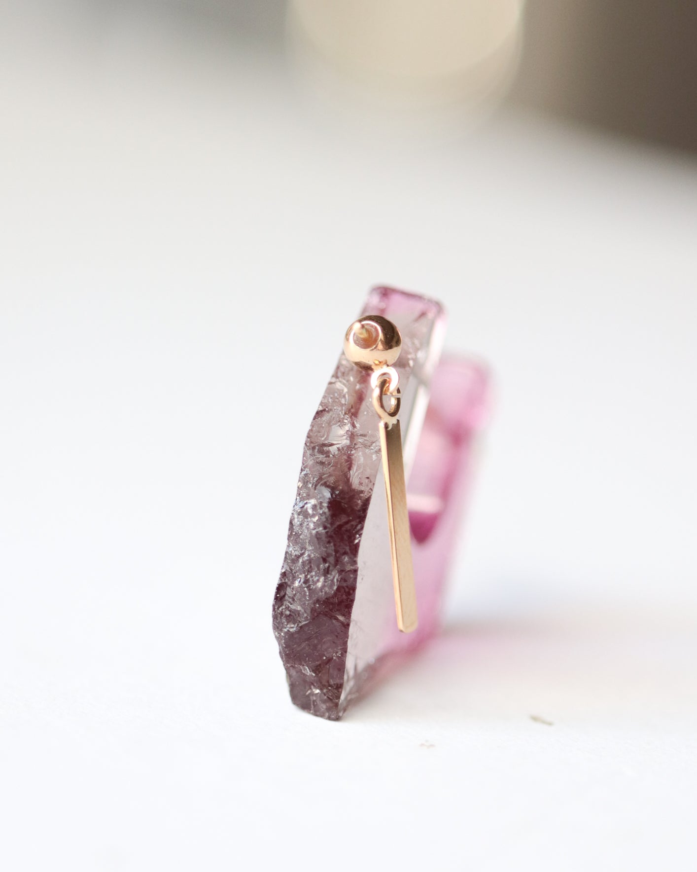 Rock Pierced Earring - Tourmaline -