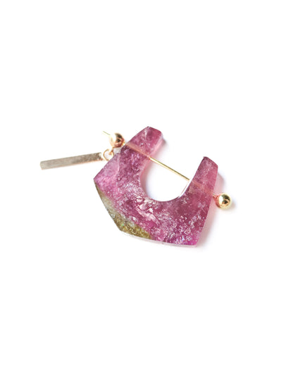 Rock Pierced Earring - Tourmaline -