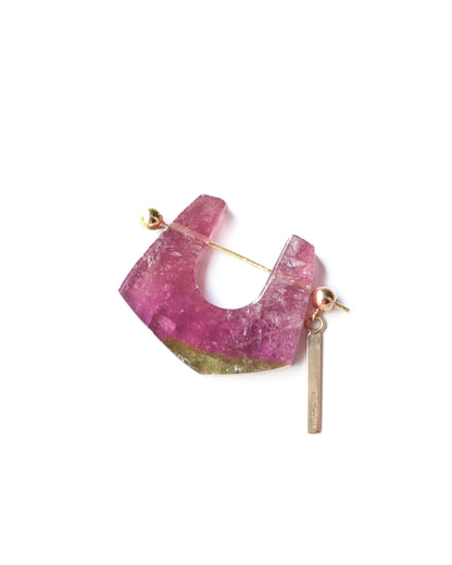 Rock Pierced Earring - Tourmaline -