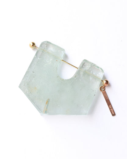 Rock Pierced Earring - Aquamarine -