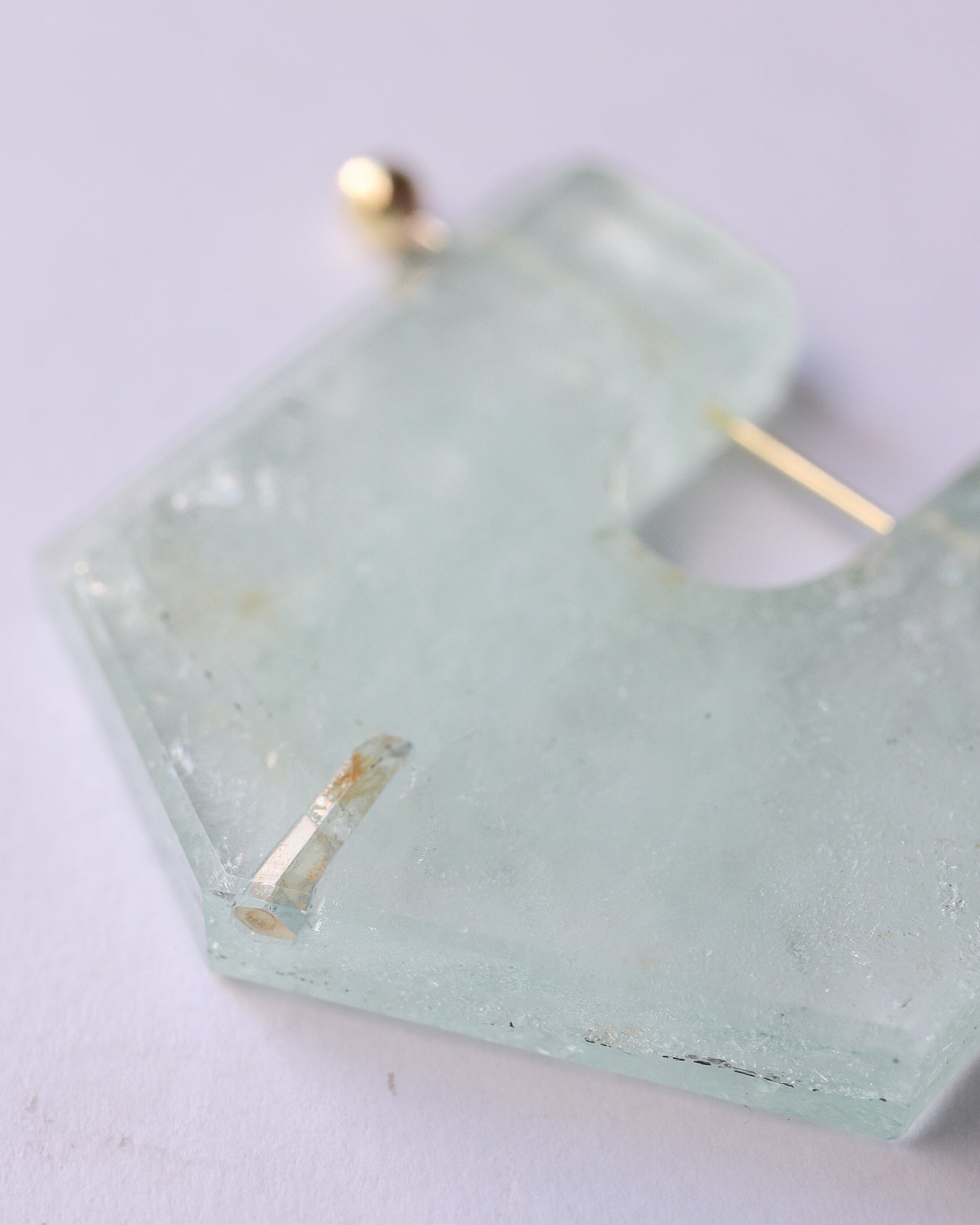 Rock Pierced Earring - Aquamarine -