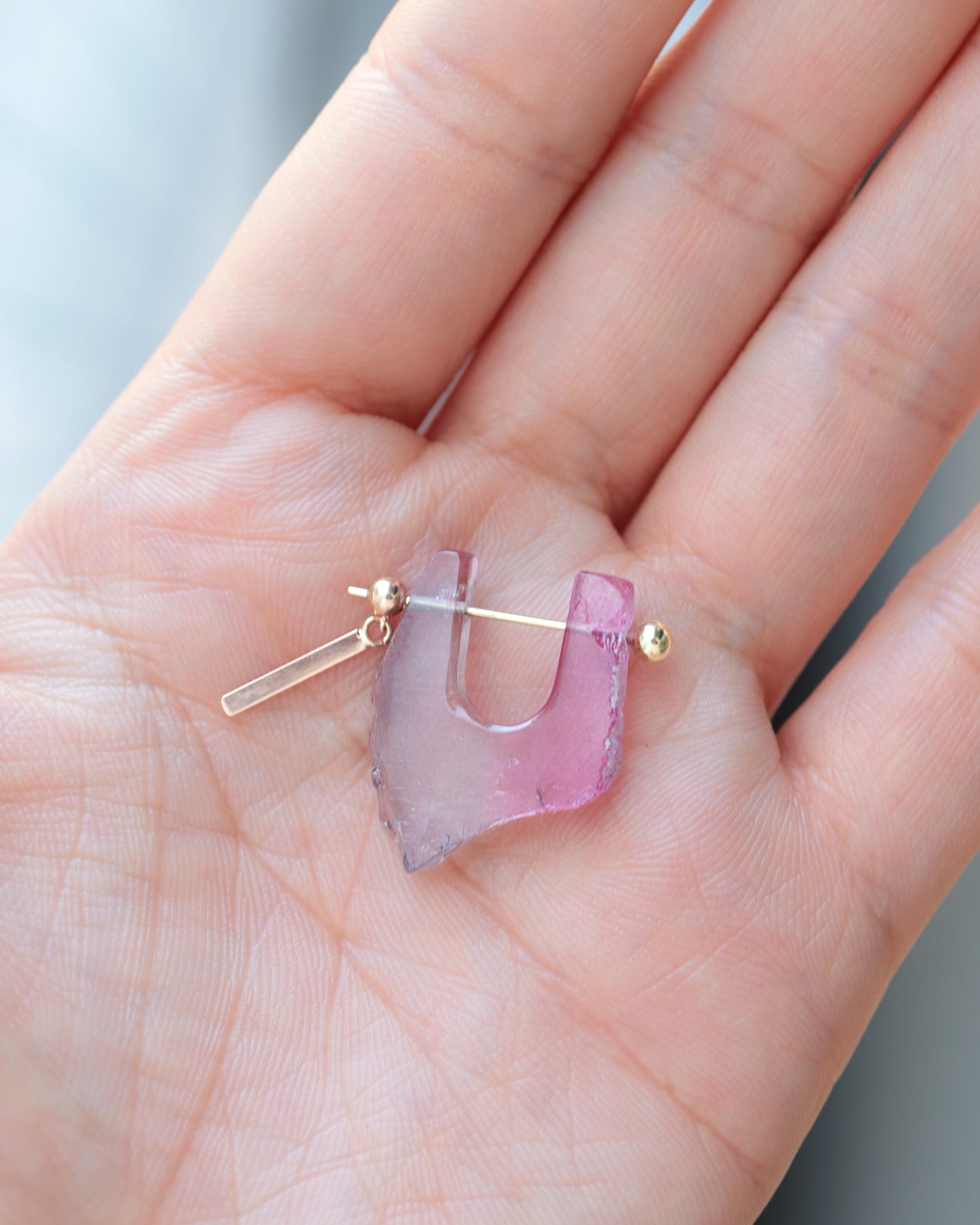 Rock Pierced Earring - Tourmaline -