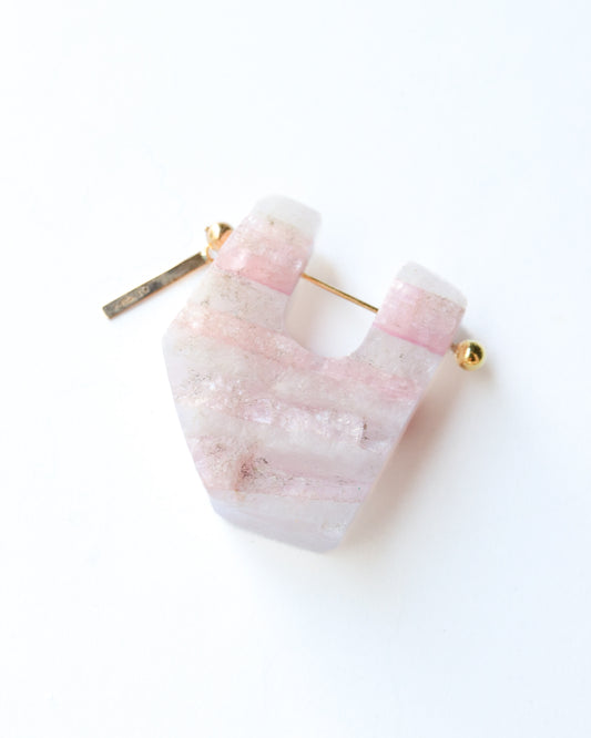 Rock Pierced Earring - Pink Tourmaline -