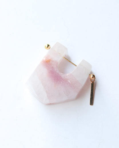 Rock Pierced Earring - Pink Tourmaline -