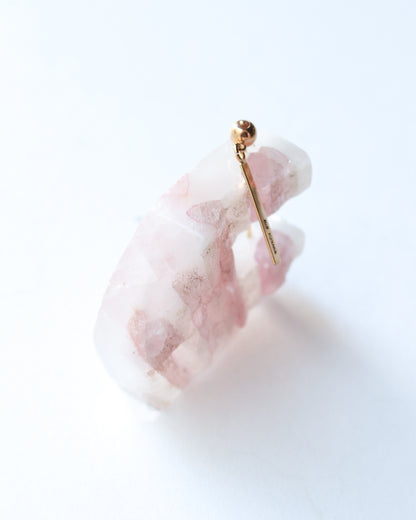 Rock Pierced Earring - Pink Tourmaline -