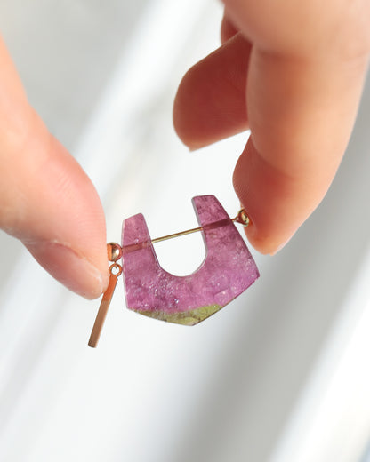 Rock Pierced Earring - Tourmaline -