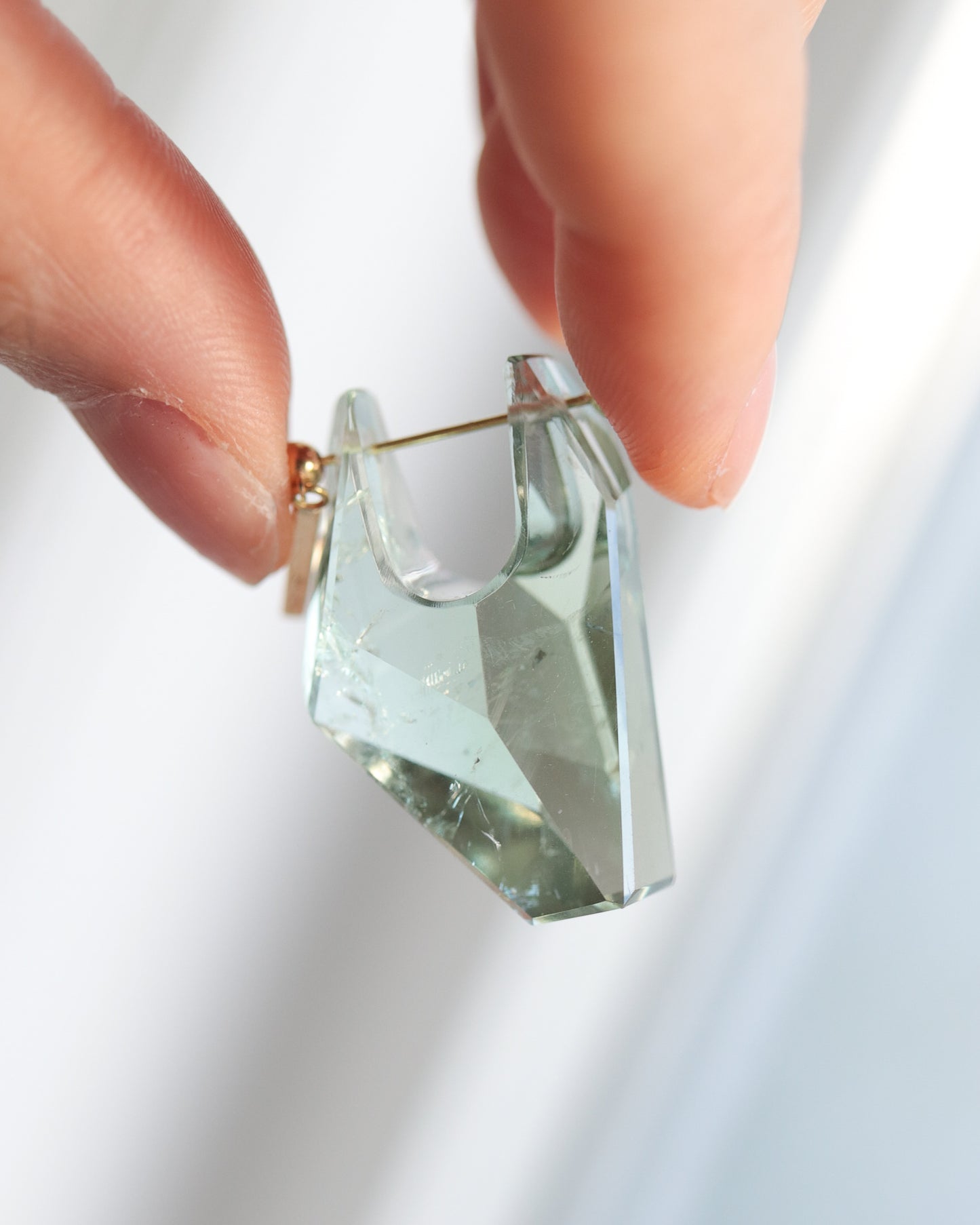 Rock Pierced Earring - Green Amethyst -