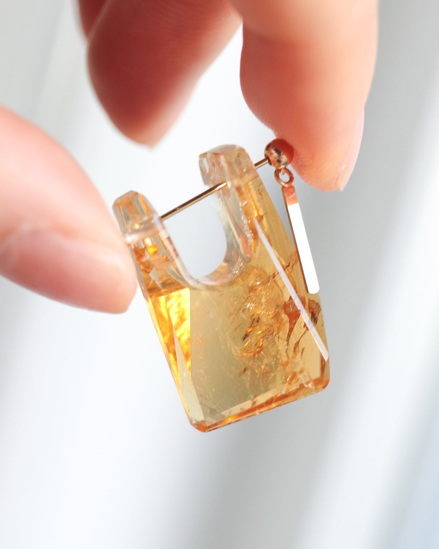 Rock Pierced Earring - Citrine -