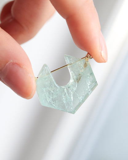 Rock Pierced Earring - Aquamarine -