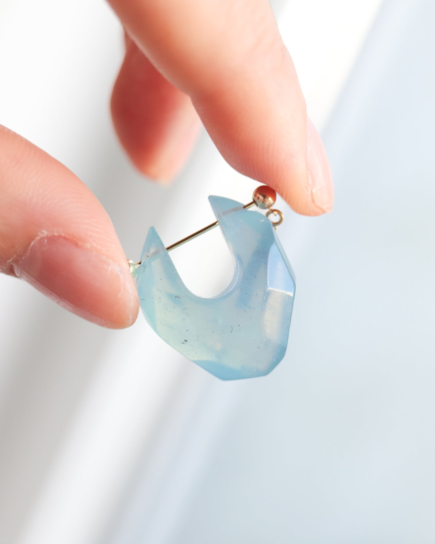 Rock Pierced Earring - Aquamarine -