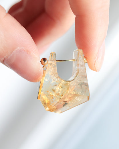 Rock Pierced Earring - Citrine -