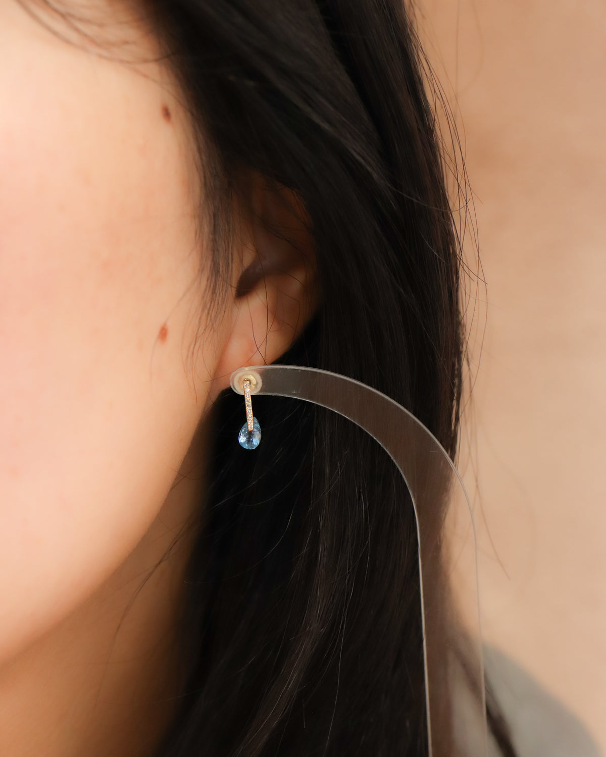 Hibiki Stone Pierced Earring - Aquamarine -