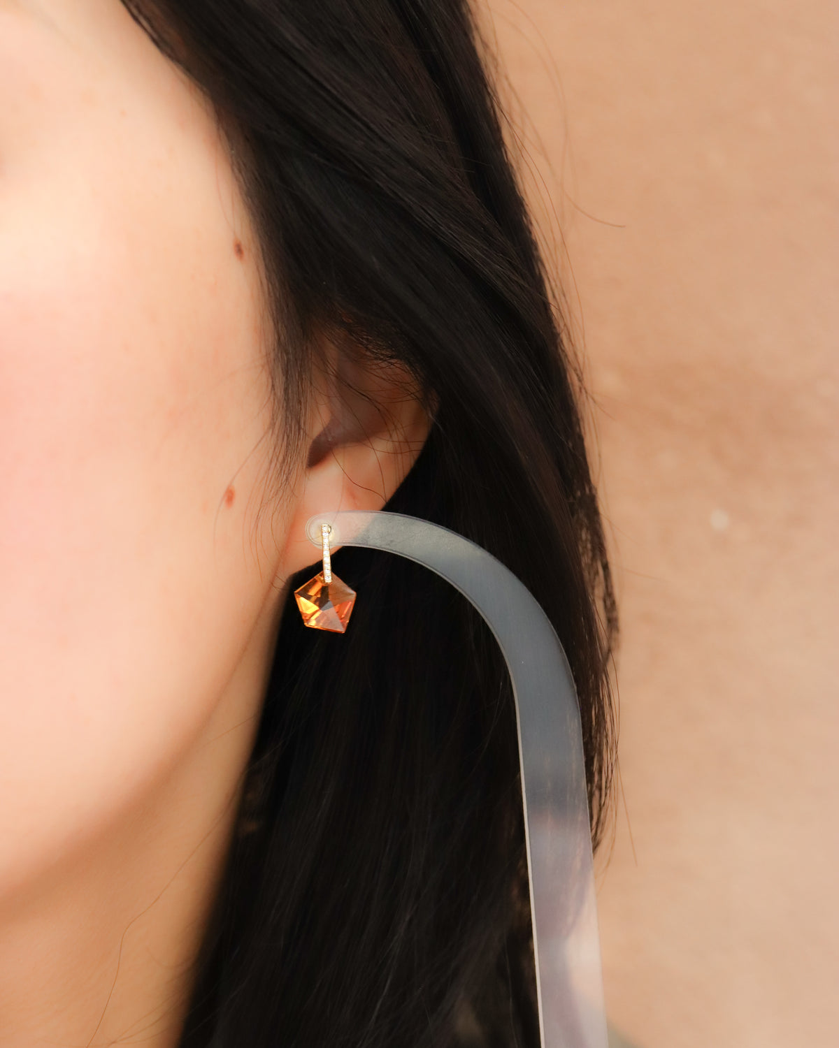 Hibiki Stone Pierced Earring - Citrine -