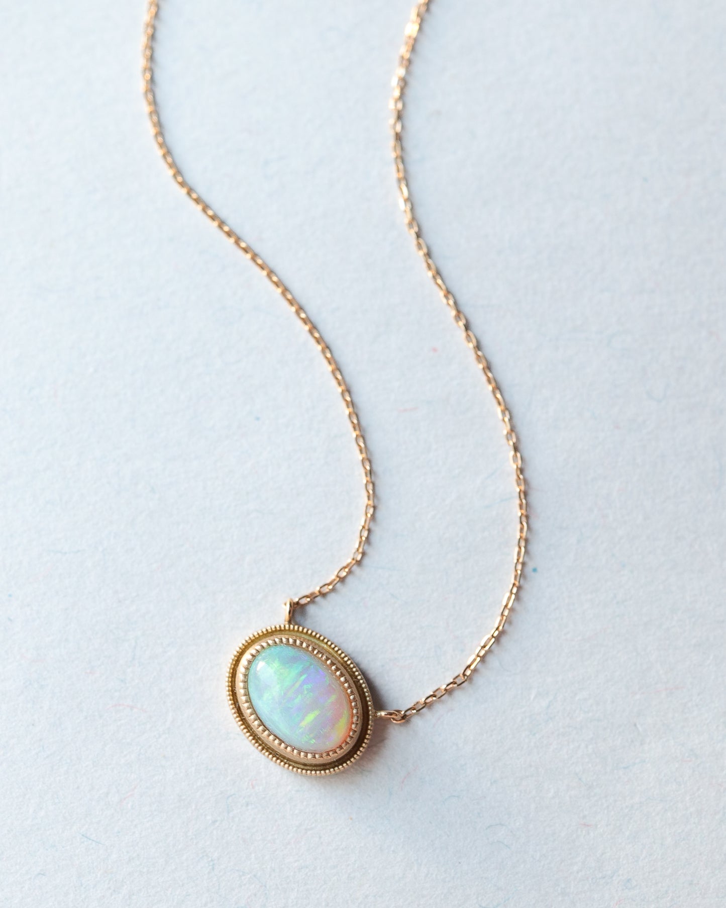 Column W Milgrain Necklace - Opal -