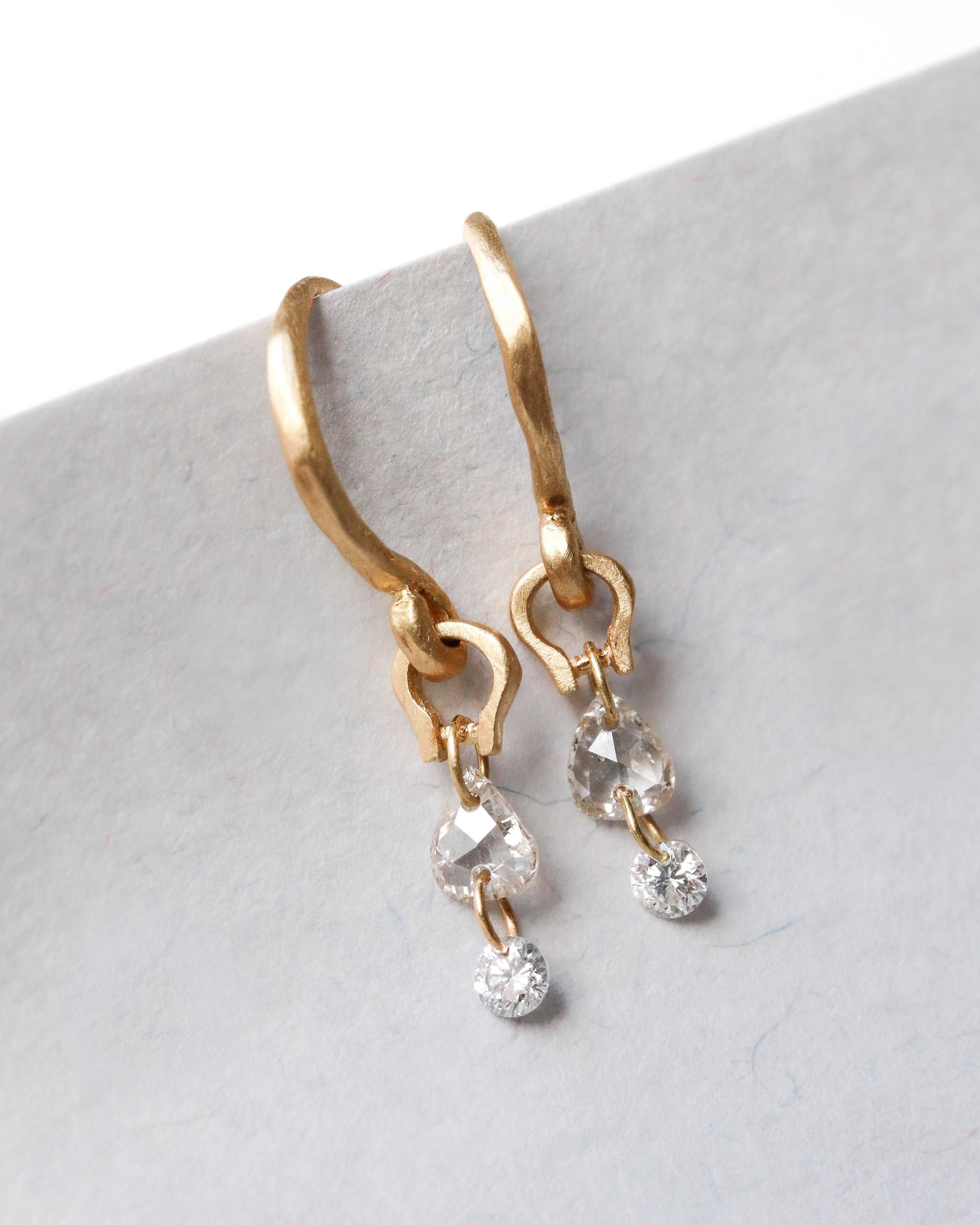 Horse Shoe Hole Double Pierced Earring - Diamond -