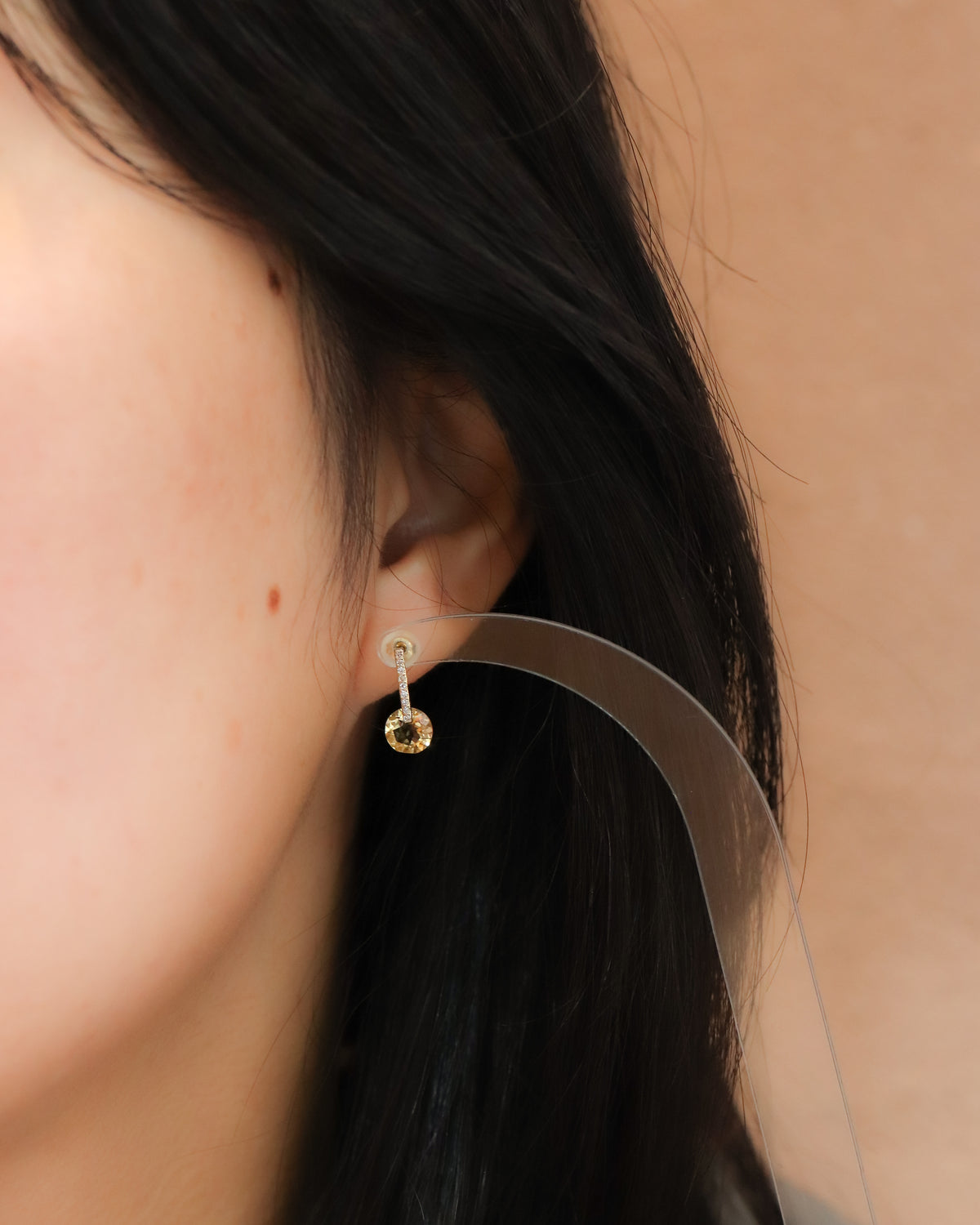 Hibiki Stone Pierced Earring - Citrine -