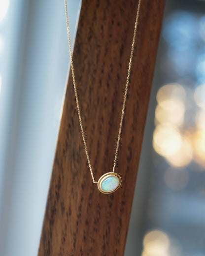 Column W Milgrain Necklace - Opal -