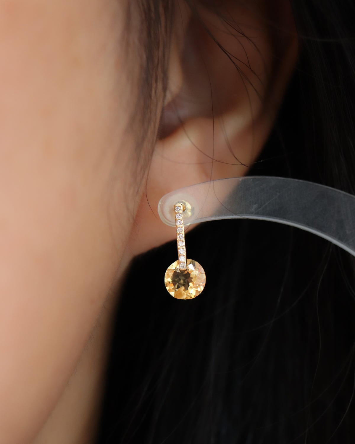 Hibiki Stone Pierced Earring - Citrine -