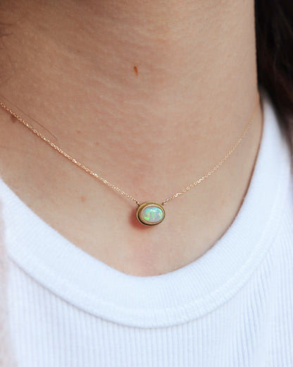 Column W Milgrain Necklace - Opal -