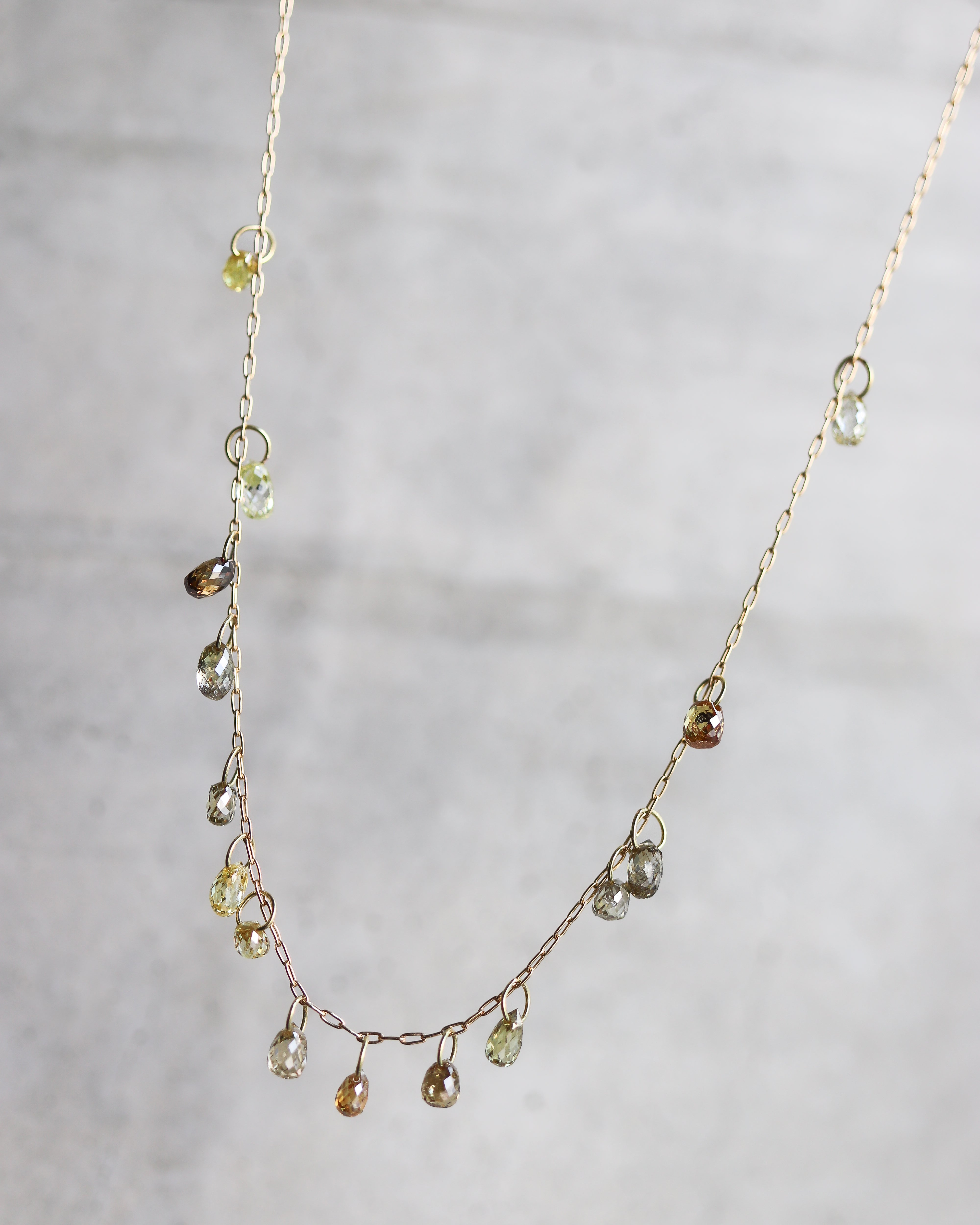Briolette-Cut Diamond Station Necklace