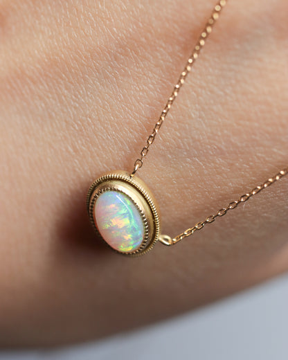 Column W Milgrain Necklace - Opal -