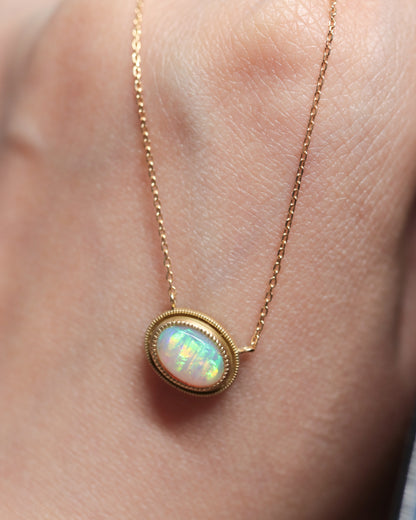 Column W Milgrain Necklace - Opal -