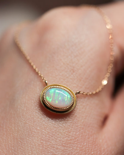 Column W Milgrain Necklace - Opal -