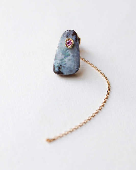 Flat Pierced Earring - Boulder Opal -
