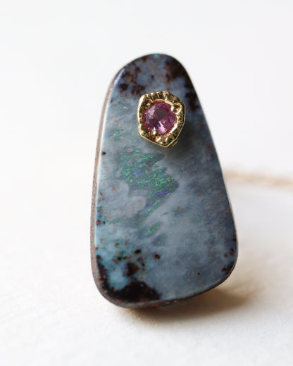 Flat Pierced Earring - Boulder Opal -