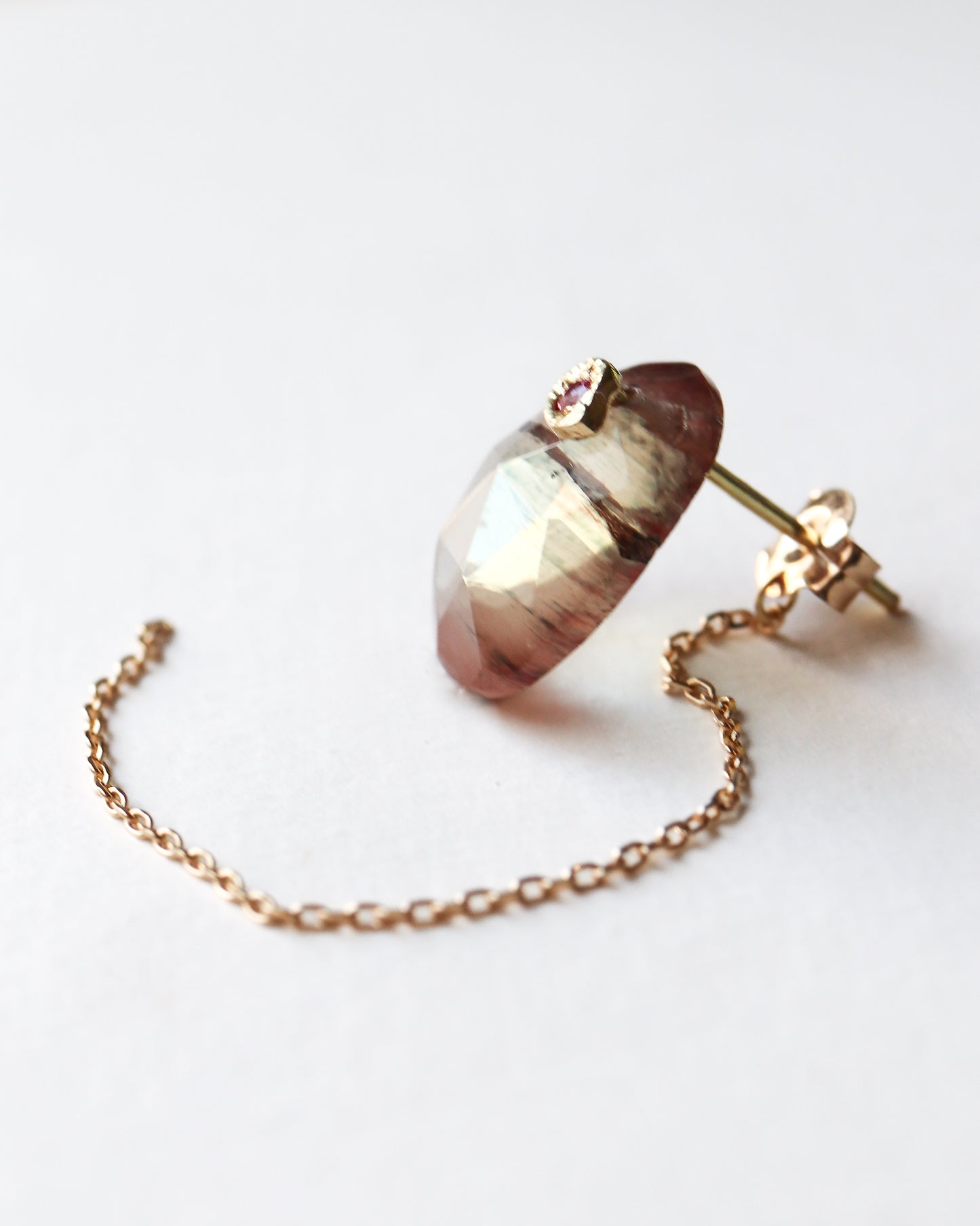 Flat Pierced Earring  - Andesine -