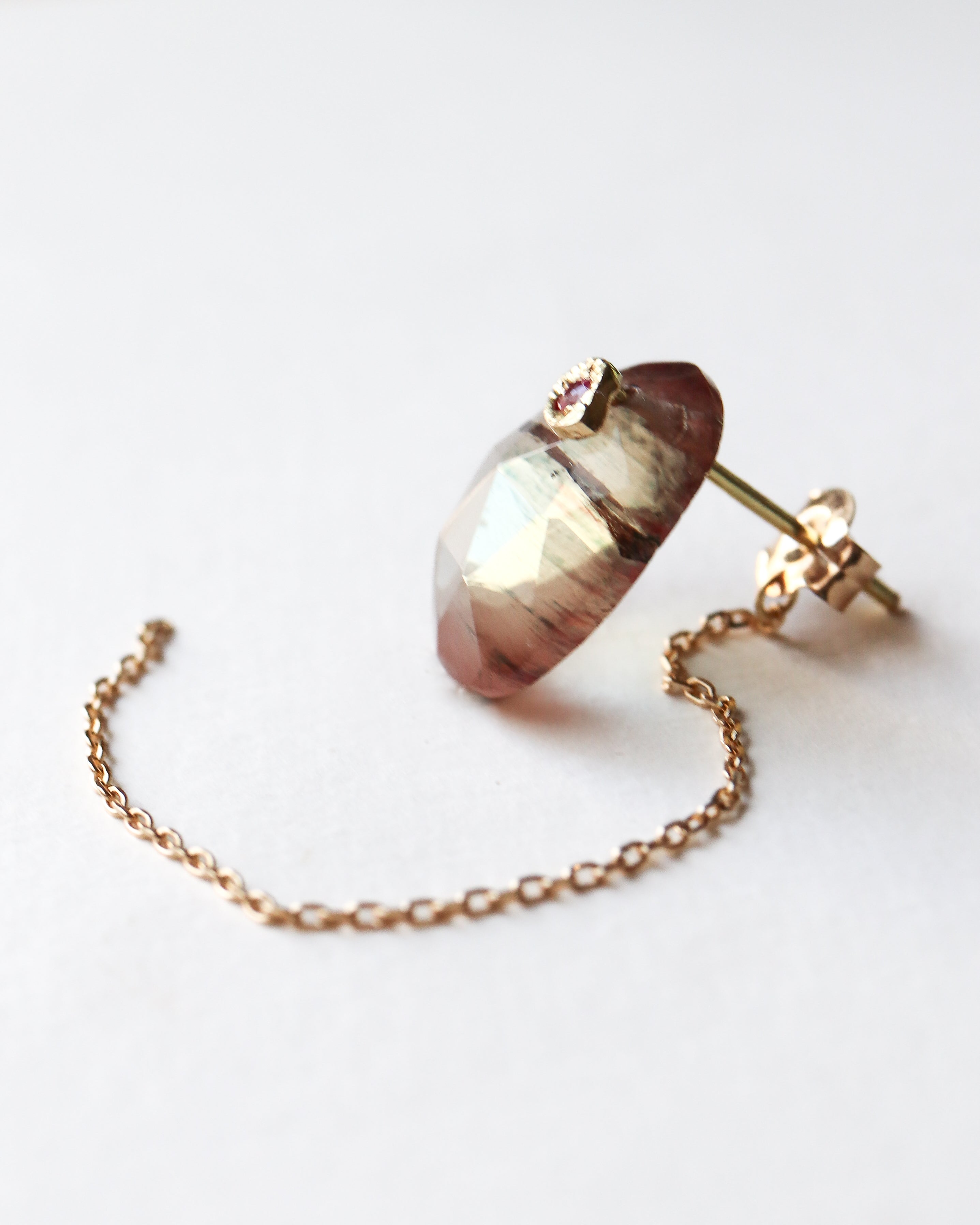 Flat Pierced Earring  - Andesine -