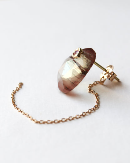 Flat Pierced Earring  - Andesine -