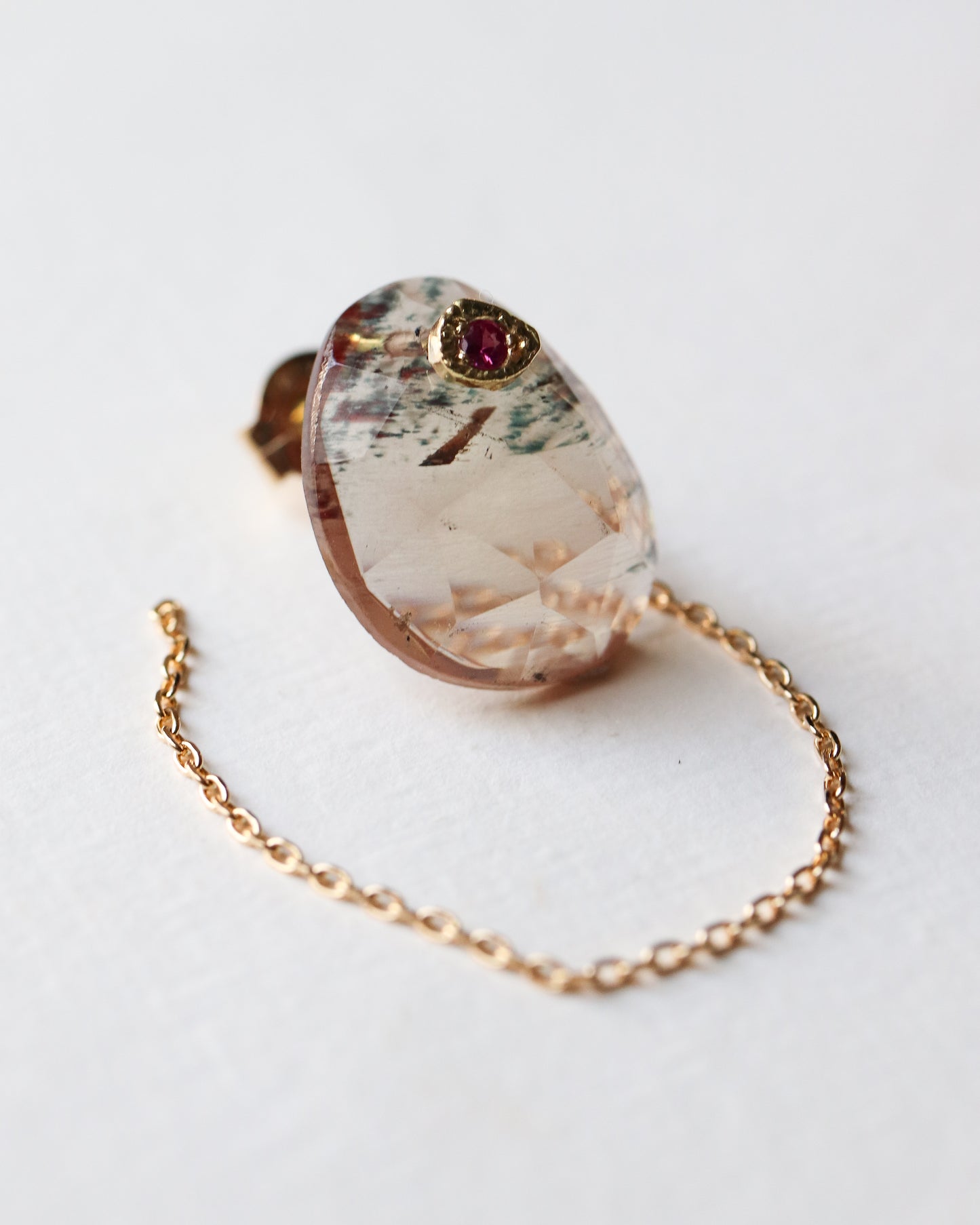 Flat Pierced Earring  - Andesine -