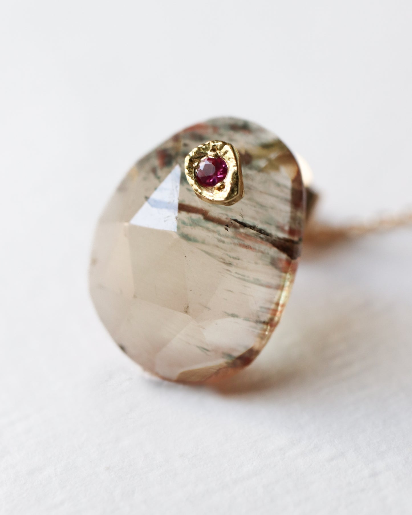 Flat Pierced Earring  - Andesine -