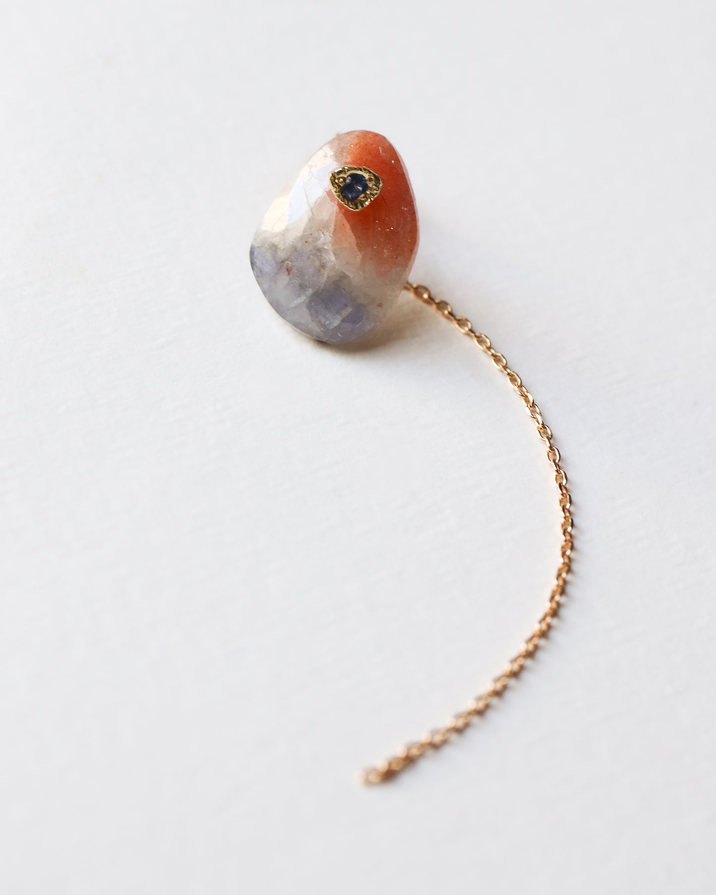 Flat Pierced Earring - Sunstone -