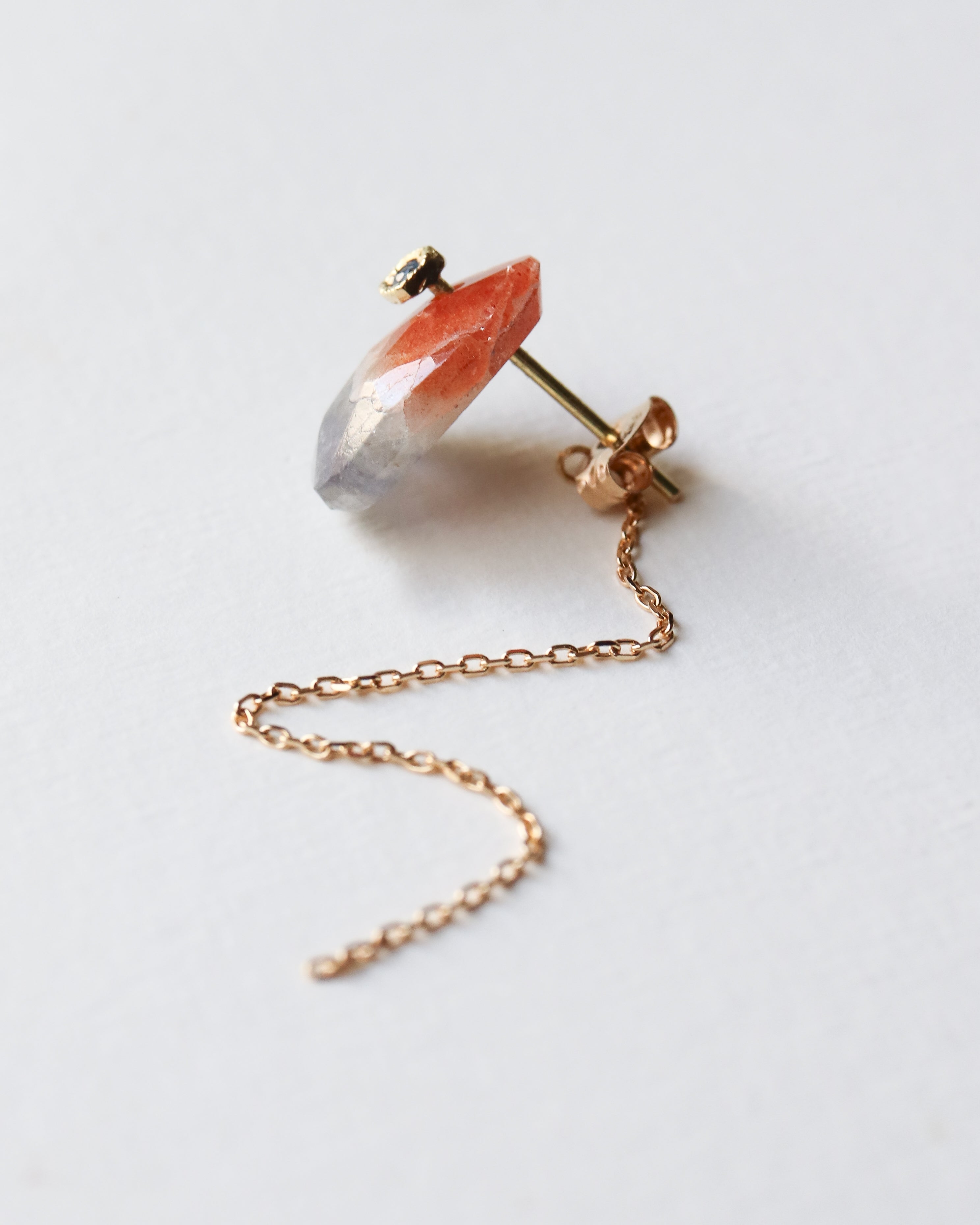 美品☆モナカジュエリー サンストーン フラットピアス Flat Pierced Earring - Sunstone - – MONAKA jewellery