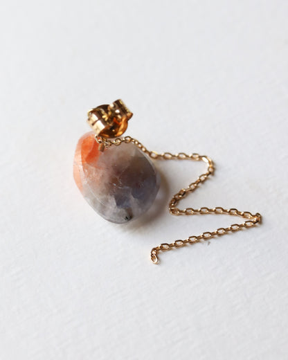 Flat Pierced Earring - Sunstone -